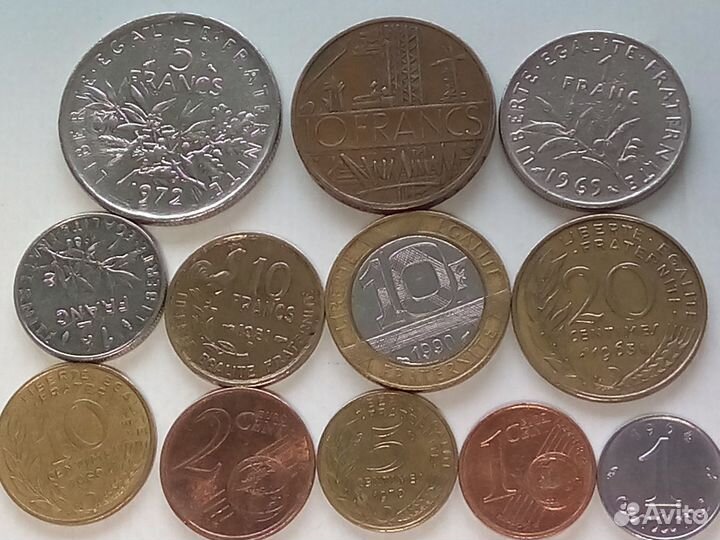 Монеты Великобритании,Франции,Испании,Бельгии,Поль