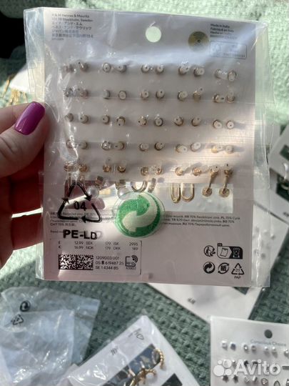 Комплект 25 пар сережек золото и серебро
