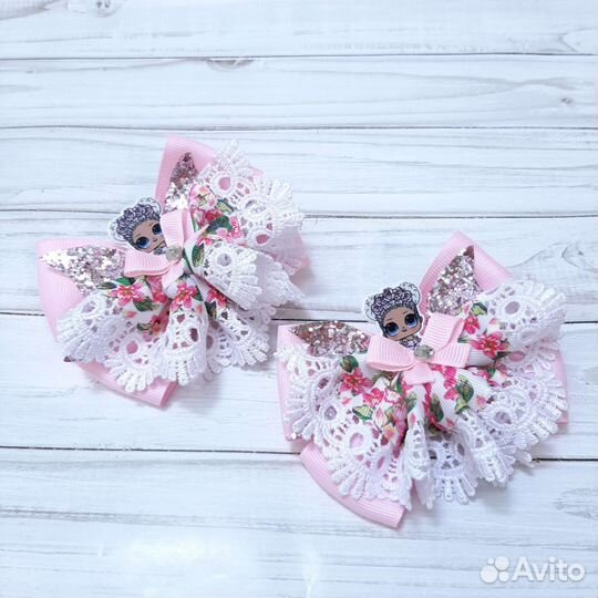 Бантики на зажимах/резинках, цена за 2 пары