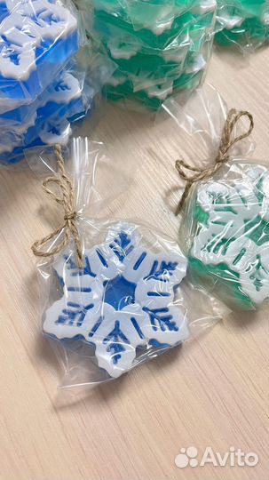 Мыло ручной работы Снежинка, бычок