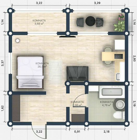 Квартира-студия, 34 м², 15/17 эт.