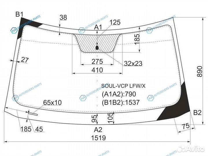 Soul-VCP lfwx Стекло лобовое KIA soul AM 08-13