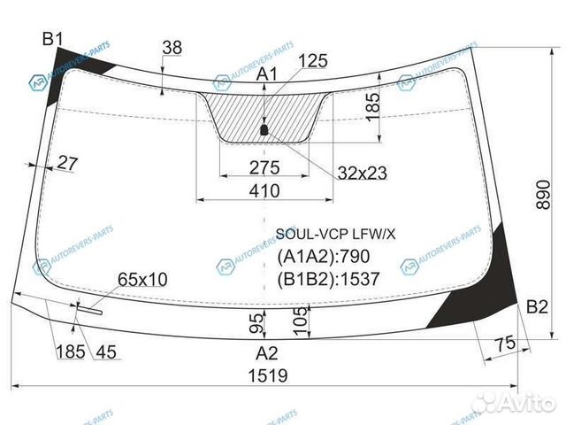 Soul-VCP lfwx Стекло лобовое KIA soul AM 08-13