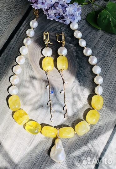 Колье и серьги жемчуг