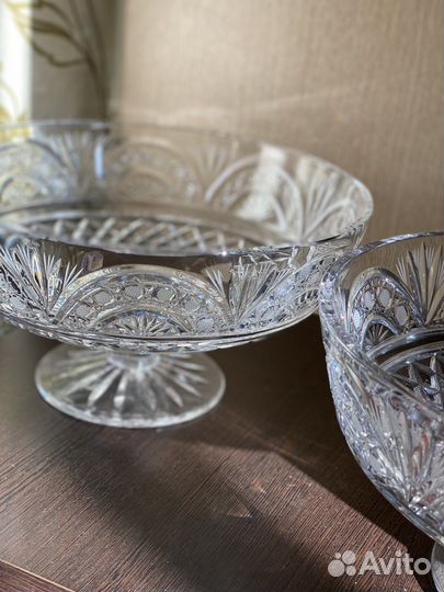 Ваза для фруктов на ножке хрусталь