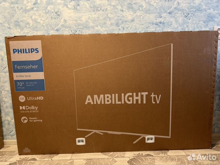 Новый смарт-телевизор 70 дюймов (177см) Ambilight