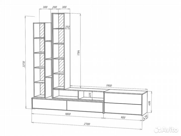 Модульная стенка из лдсп и мдф фасадов