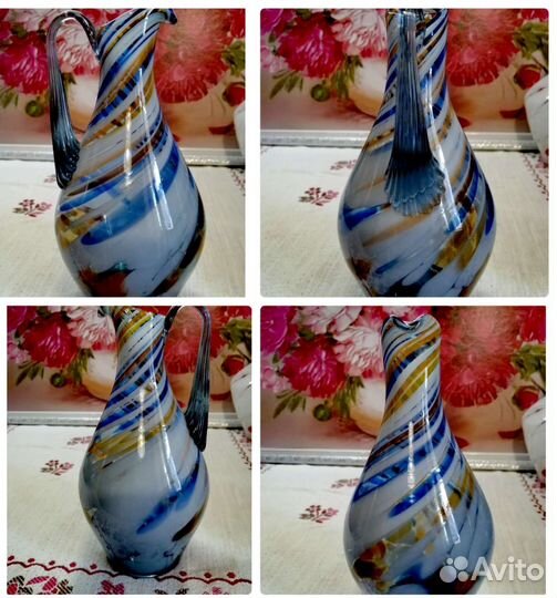Ваза, кувшины, цветное стекло. Винтаж