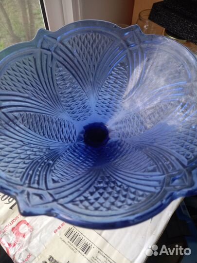 Ваза для фруктов. СССР. Синее стекло
