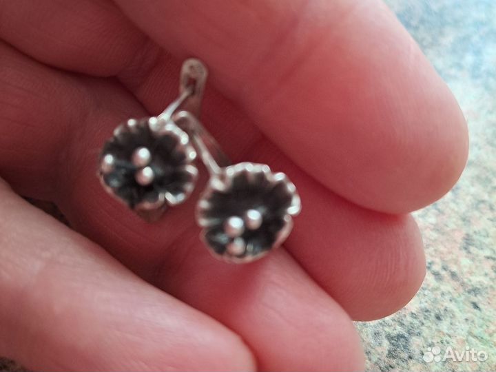 Серебряные серьги винтаж
