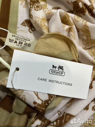 Кашемировый платок шаль Coach бежевый мягкий