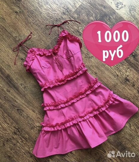 Платье мини розовое xs-s