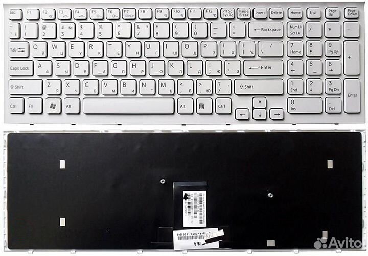 Клавиатура Sony Vaio VPC-EB белая с белой рамкой