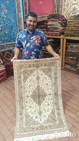 Персидский шелковый ковер ручной работы г Кашан