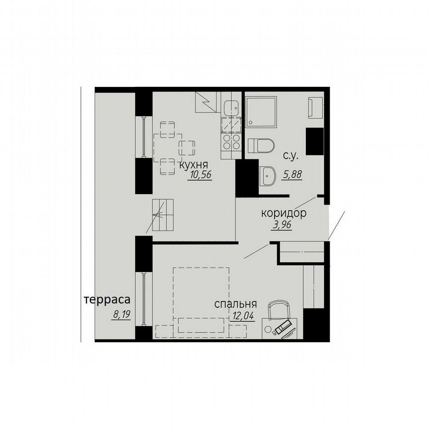 1-к. апартаменты, 34,9 м², 10/10 эт.