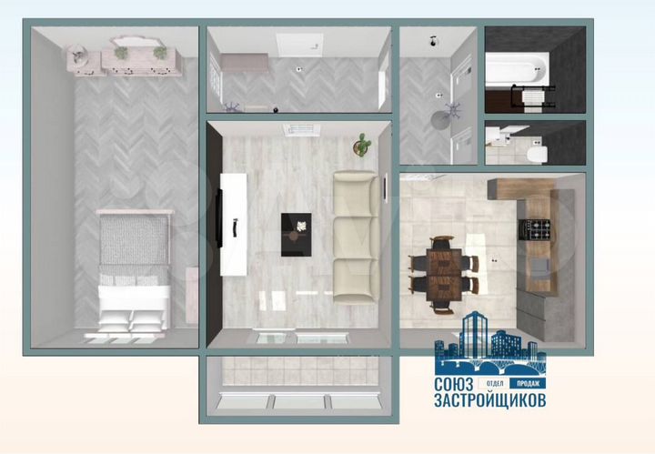 2-к. квартира, 56,9 м², 7/10 эт.