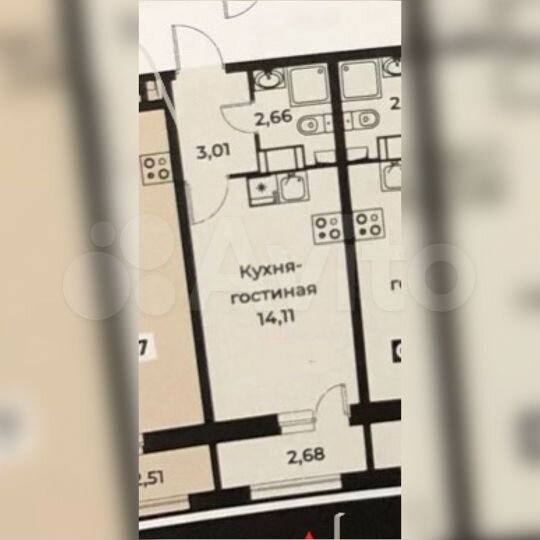 Квартира-студия, 22,6 м², 16/17 эт.