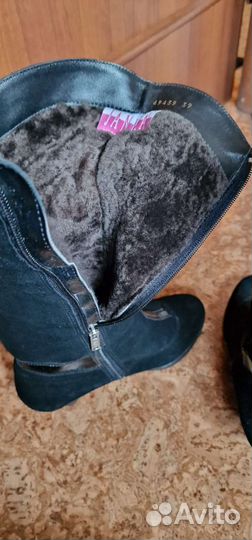 Сапоги,зима,замша мех мутон.Финские Janita