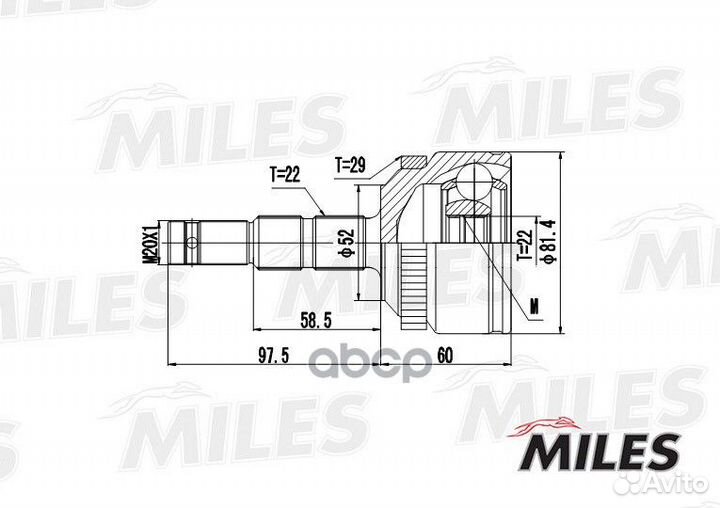 ШРУС opel meriva 1.6 03- нар. (ABS) GA20362 Miles