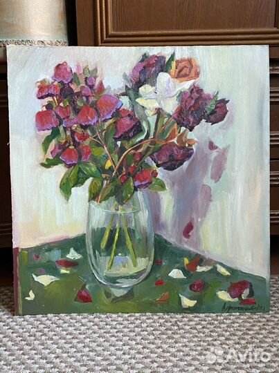 Картина маслом «Увядающие розы»