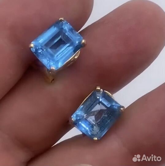 Золотые сережки с топазами 585 пробы