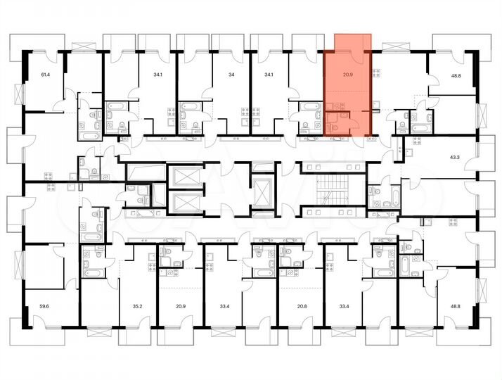 Квартира-студия, 20,9 м², 3/19 эт.