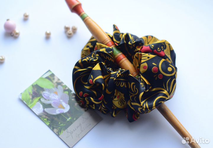 Хохлома резинка для волос премиум