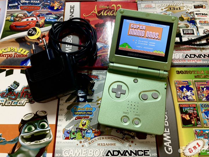 Nintendo Game Boy Advance SP + картриджи