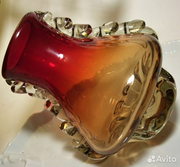 Вазы СССР, гутное цветное стекло, 1960-70 Богемия