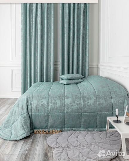 Мраморное покрывало Зарина бирюза на диван