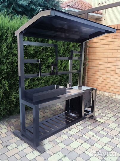 Мангал Лофт с крышей Смокер Коптильня