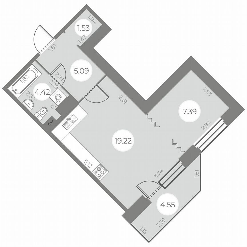 Квартира-студия, 39 м², 20/20 эт.