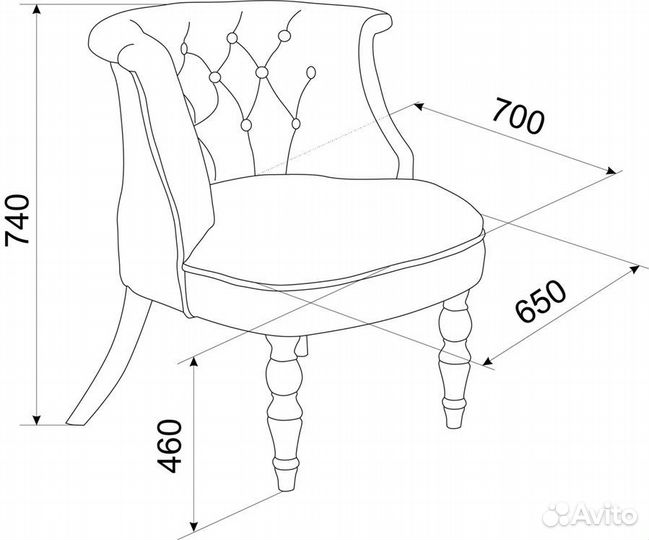 Кресло Бархат темный тон кожзам 4 кремовый