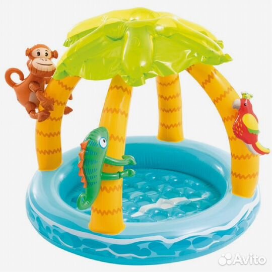Детский надувной бассейн с навесом 102х86 см,intex
