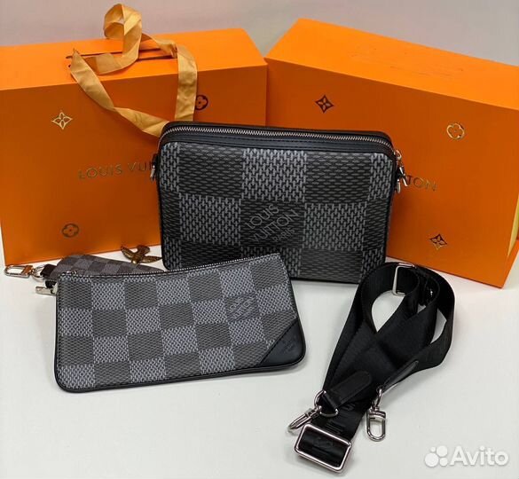Мужская кожаная сумка 3/1 louis vuitton