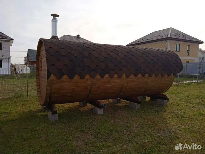 Перевозная баня бочка 5 м