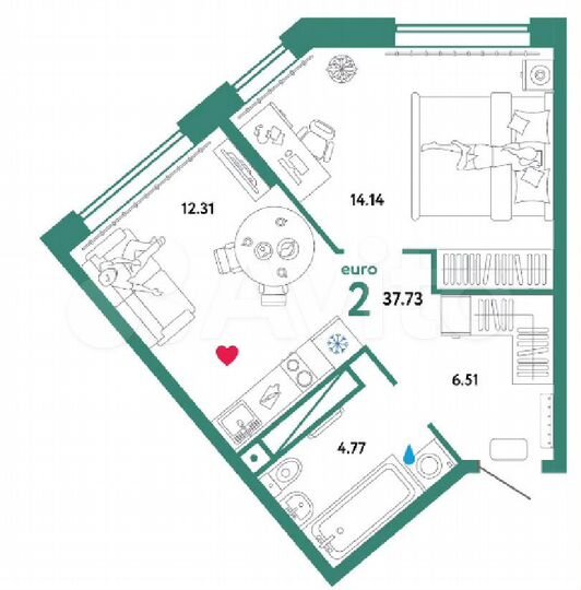 1-к. квартира, 38 м², 13/18 эт.