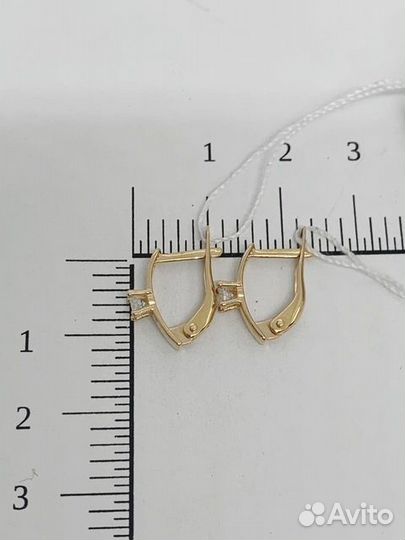 Золотые серьги с фианитом