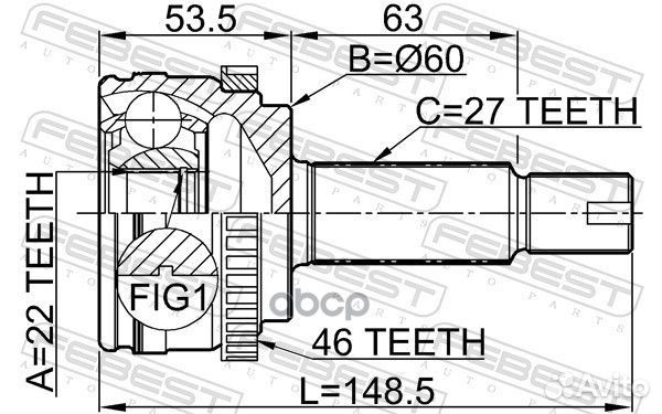 Шрус наружный 22X60X27 hyundai I30/I30CW 07 (20