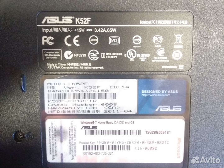 Ноутбук Asus k52f на запчасти