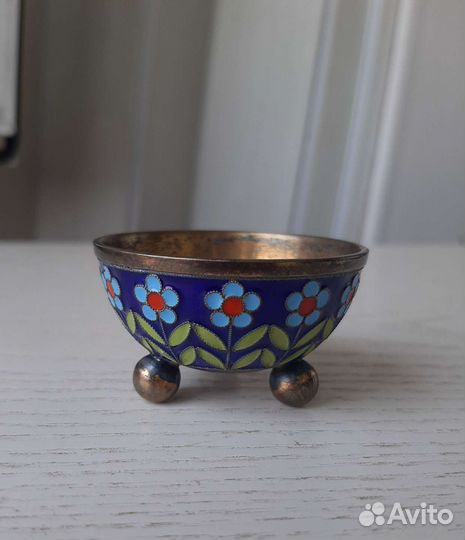 Солонка,горчичница серебро 925эмаль