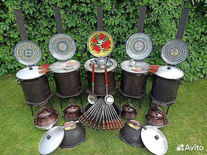 Печь для казана с трубой с дверцей с заслонкой