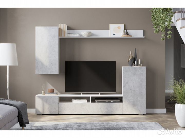 Гостиная мгс-4 Белый/Цемент светлый