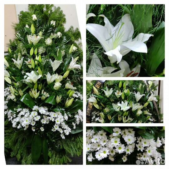 Венки ритуальные из живых цветов