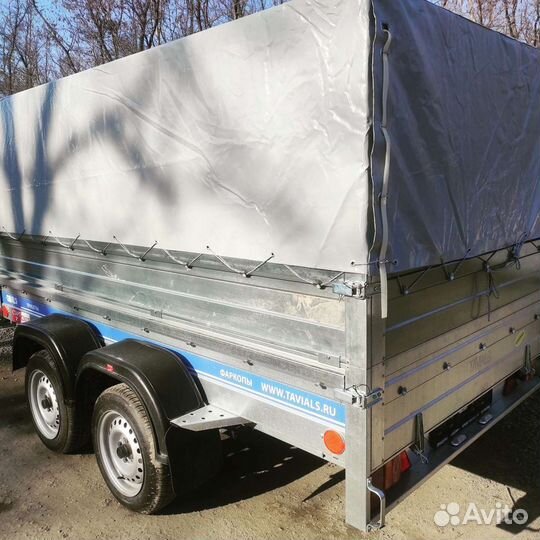 Двухосный прицеп с доп бортами и тентом