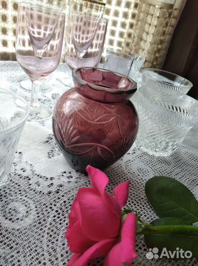 Фужеры цветное стекло,хрусталь СССР