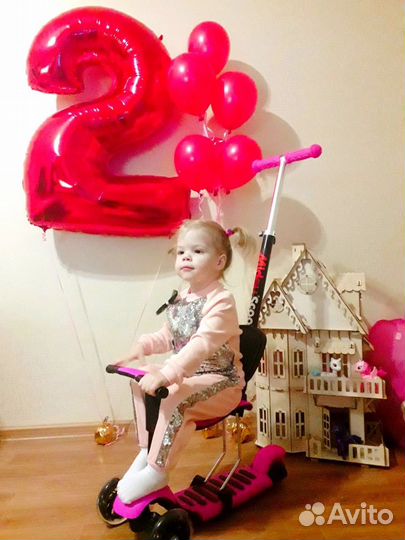 Самокат/беговел с сиденьем и ручкой 3в1