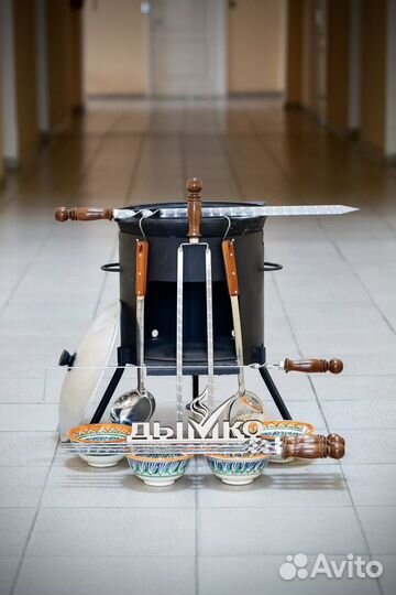 Казан чугунный с печкой 10 литров+ляган