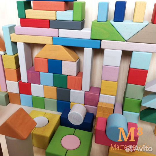 Деревянный конструктор 226 элементов цветной