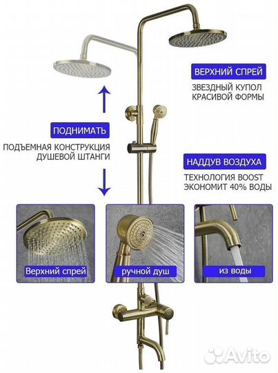 Душевая стойка Frap F2410 бронзовая